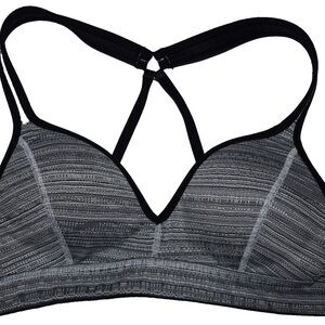 Athleta Black and Gray Racerback Bra with Textured Design